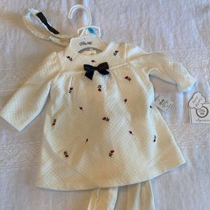 NWT Little Me 3 piece 6month outfit - dress/stockings/headband